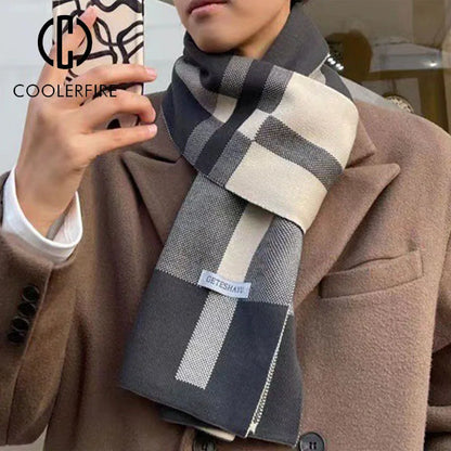 Winter Men Scarf Keep Warm Scarf Casual Fashion Brand Designers Knit Neckerchief Patchwork Copy Cashmere Scarf Shawl Wrap