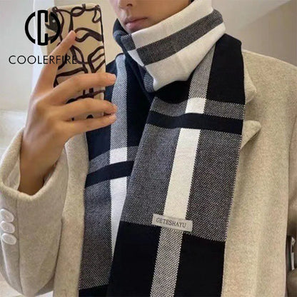 Winter Men Scarf Keep Warm Scarf Casual Fashion Brand Designers Knit Neckerchief Patchwork Copy Cashmere Scarf Shawl Wrap