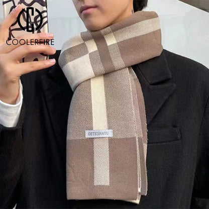 Winter Men Scarf Keep Warm Scarf Casual Fashion Brand Designers Knit Neckerchief Patchwork Copy Cashmere Scarf Shawl Wrap