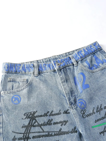 Men's Y2K Baggy Hip-Hop Graffiti Jeans – Bold Street Style Redefined