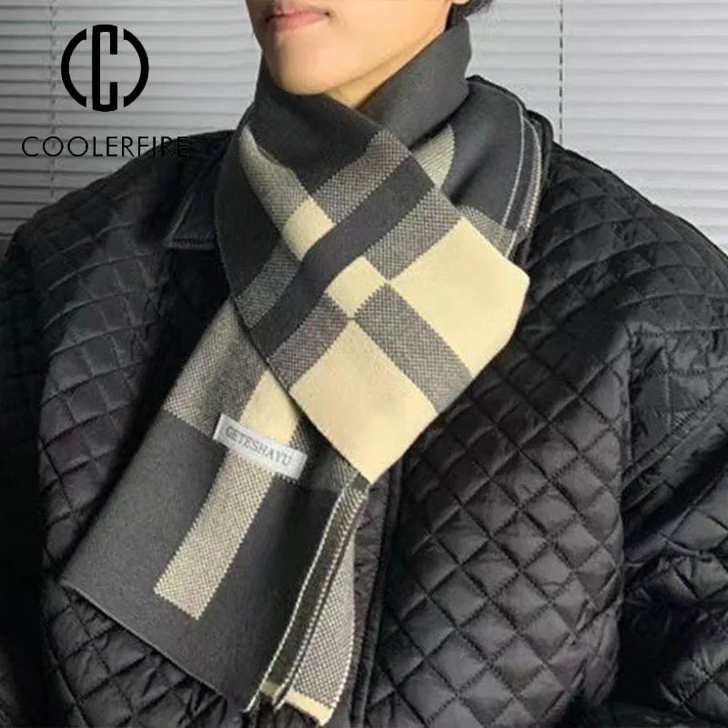 Winter Men Scarf Keep Warm Scarf Casual Fashion Brand Designers Knit Neckerchief Patchwork Copy Cashmere Scarf Shawl Wrap